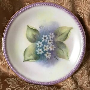 Lavender Rim Floral Decor Plate Handpainted in Prince Edward Island